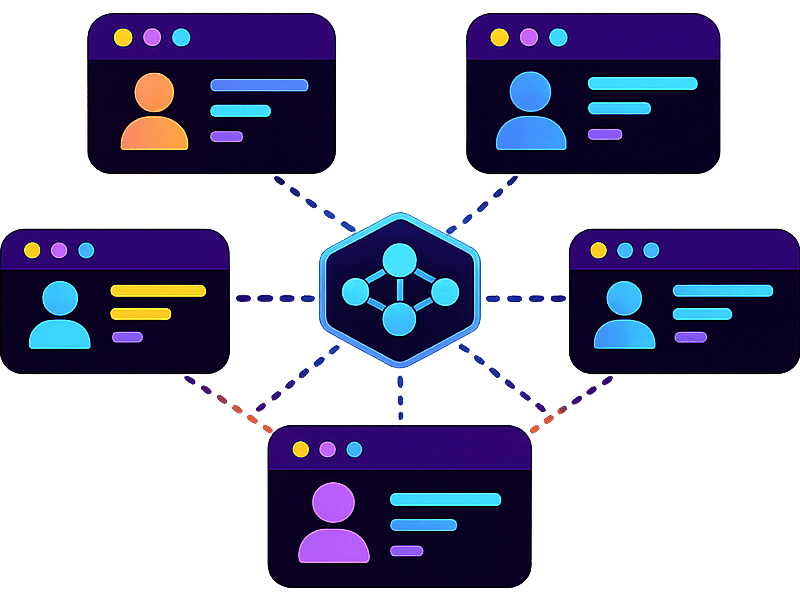 Network hub connecting a group of engineers